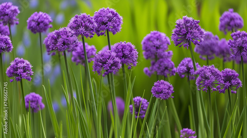 Cluster of Purple Flowers Amidst Grass