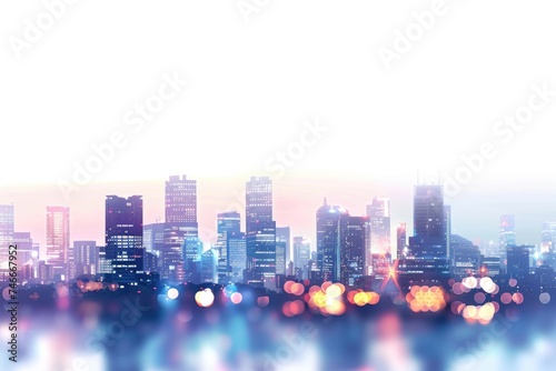 A city skyline illuminated in the dark. Suitable for urban concepts