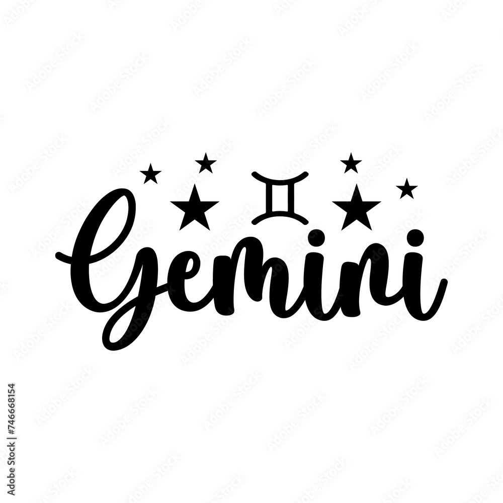 Gemini Zodiac clip art typography design on plain white transparent isolated background for card, shirt, hoodie, sweatshirt, apparel, tag, mug, icon, poster or badge Gemini Zodiac clip art typography design on plain white transparent isolated background for card, shirt, hoodie, sweatshirt, apparel, tag, mug, icon, poster or badge