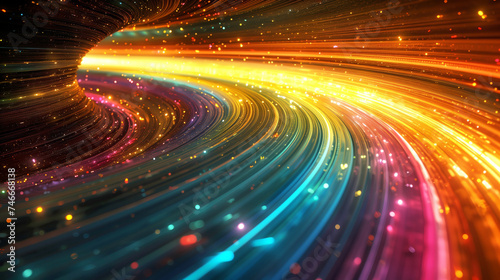 Multicolored vortex energy, cosmic spiral waves, colorful swirl path, abstract futuristic digital background