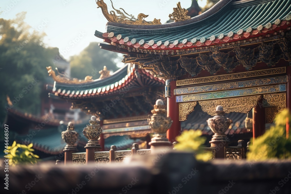 Fototapeta premium A building adorned with numerous statues. Ideal for architectural and historical projects