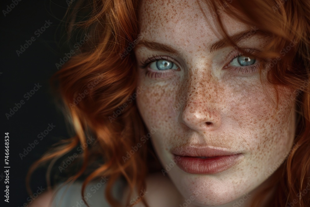 Close up of a woman with freckles, suitable for beauty and skincare concepts Close up of a woman with freckles, suitable for beauty and skincare concepts