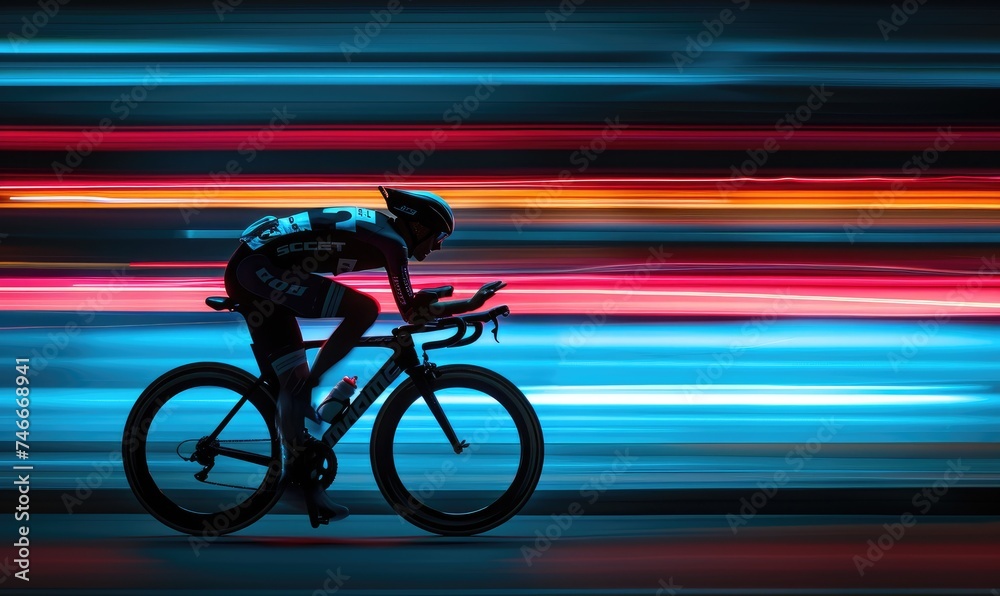Fototapeta premium A man in a professional cycling equipment on a bike