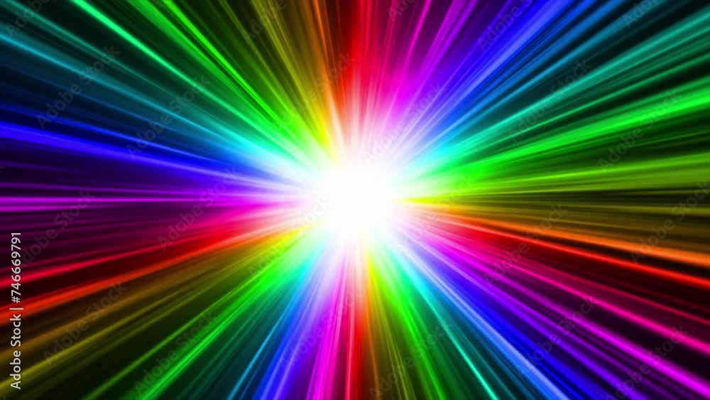 Rainbow Colored Light Ray Loop Animation Background