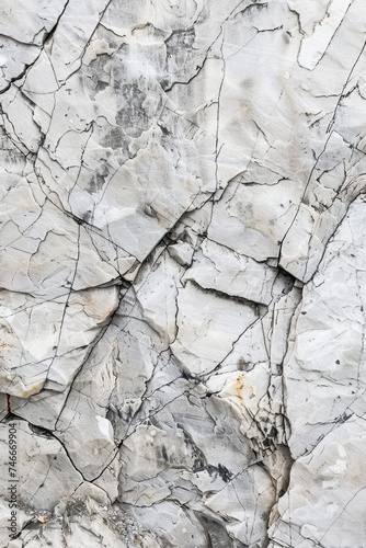 Detailed close up of a rock wall with visible cracks. Suitable for geological studies or background textures