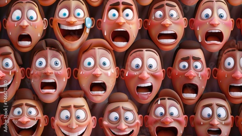 A collection of cartoon faces displaying various emotions. Great for illustrating a range of feelings