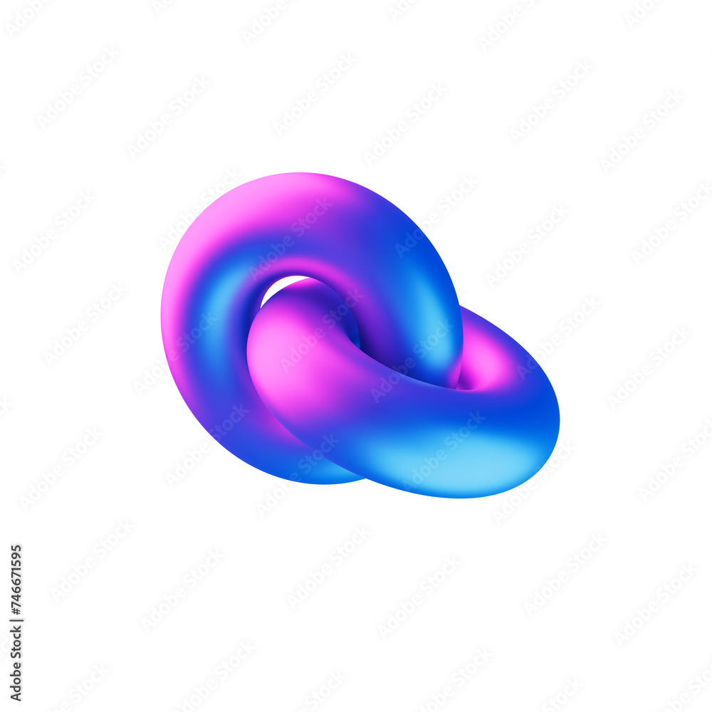 Iridescent 3D Neon Metalic Connected Rings Object Iridescent 3D Neon Metalic Connected Rings Object