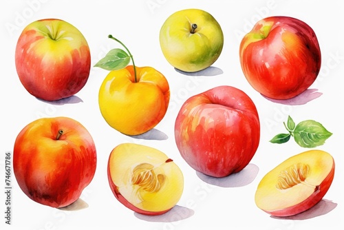 Various types of apples displayed on a clean white background. Suitable for food and nutrition concepts