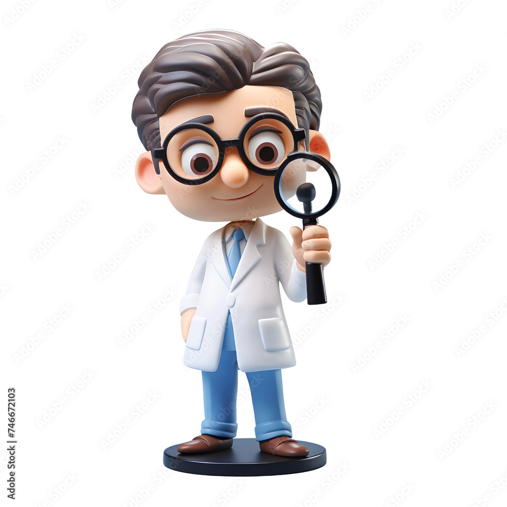 3D render. Cartoon doctor character  isolated on transparent background - PNG.