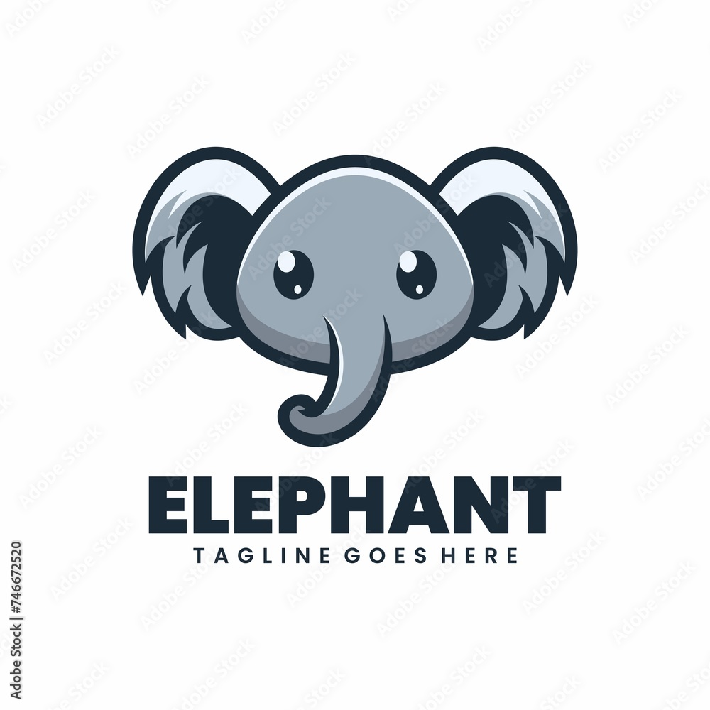 Free Vector Elephant Head Mascot Logo 2