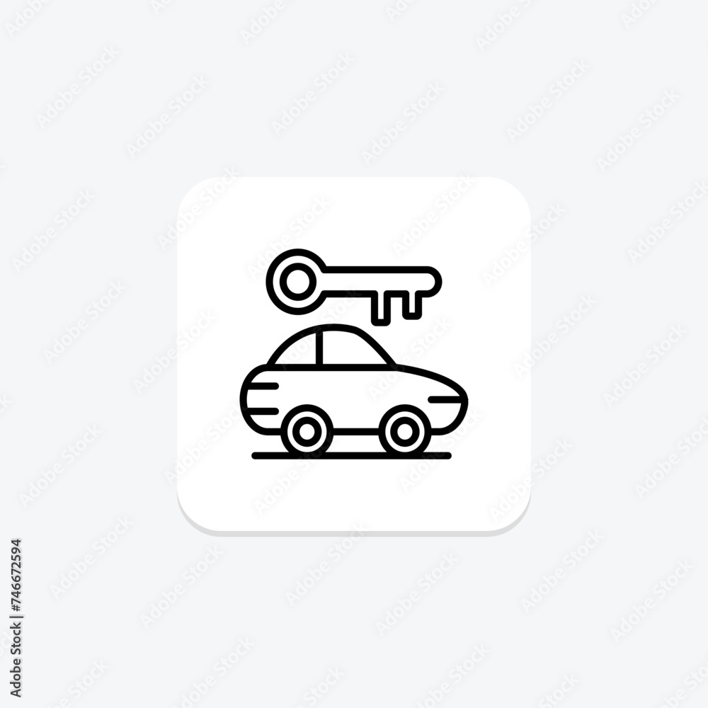 Car Rentals icon, rental cars, car hire, car reservations, car booking line icon, editable vector icon, pixel perfect, illustrator ai file