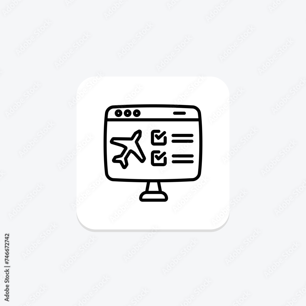 Check-in icon, travel check-in, flight check-in, hotel check-in, car rental check-in line icon, editable vector icon, pixel perfect, illustrator ai file Check-in icon, travel check-in, flight check-in, hotel check-in, car rental check-in line icon, editable vector icon, pixel perfect, illustrator ai file