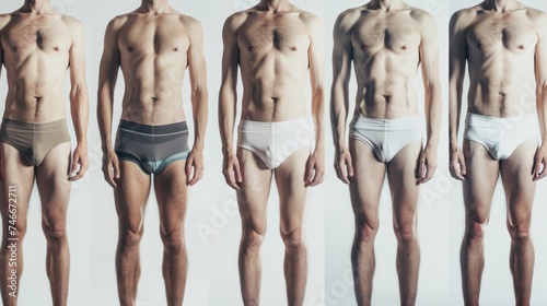 A group of men standing in their underwear. Perfect for fashion or fitness concepts photo