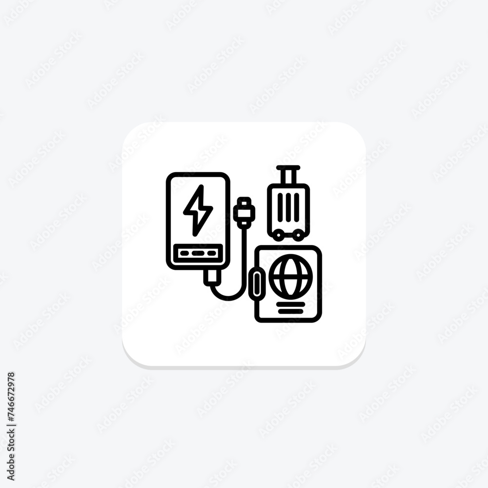 Travel Gadgets icon, electronics, technology, accessories, gear line icon, editable vector icon, pixel perfect, illustrator ai file