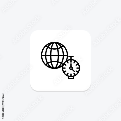Time Zone icon, time zones, world time zones, time zone differences, time zone conversions line icon, editable vector icon, pixel perfect, illustrator ai file