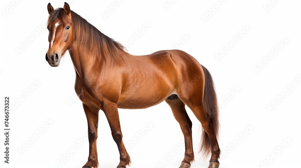 Fototapeta premium Bay big horse isolated on white background