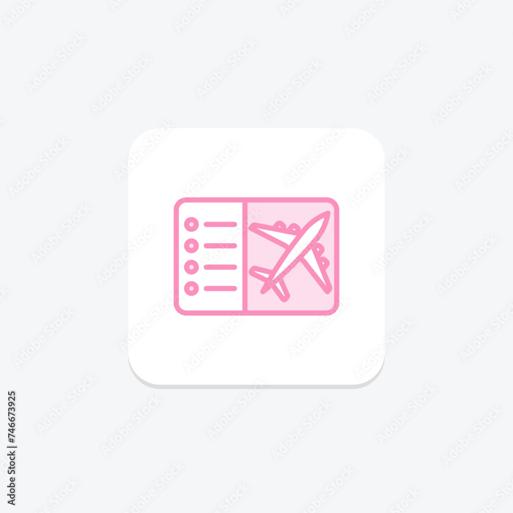 Flights icon, airline tickets, air travel, flight booking, flight reservations duotone line icon, editable vector icon, pixel perfect, illustrator ai file Flights icon, airline tickets, air travel, flight booking, flight reservations duotone line icon, editable vector icon, pixel perfect, illustrator ai file