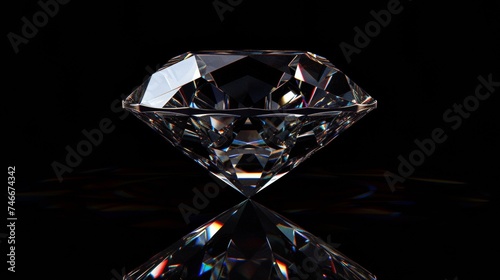 Diamond Reflection on Black Background