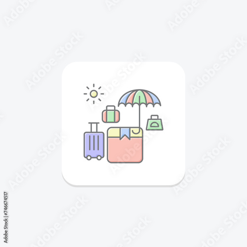Vacation Packages icon, travel packages, holiday packages, getaway packages, vacation deals lineal color icon, editable vector icon, pixel perfect, illustrator ai file