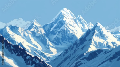 Snowy Mountain Range Painting © cac_tus