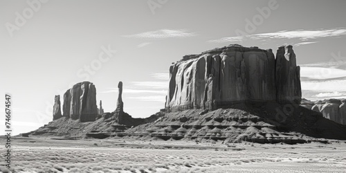 A stark black and white image of a desert landscape. Suitable for various design projects