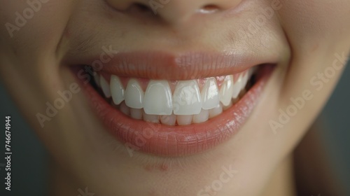 Close up of a person's mouth with a toothbrush, suitable for dental or hygiene concepts