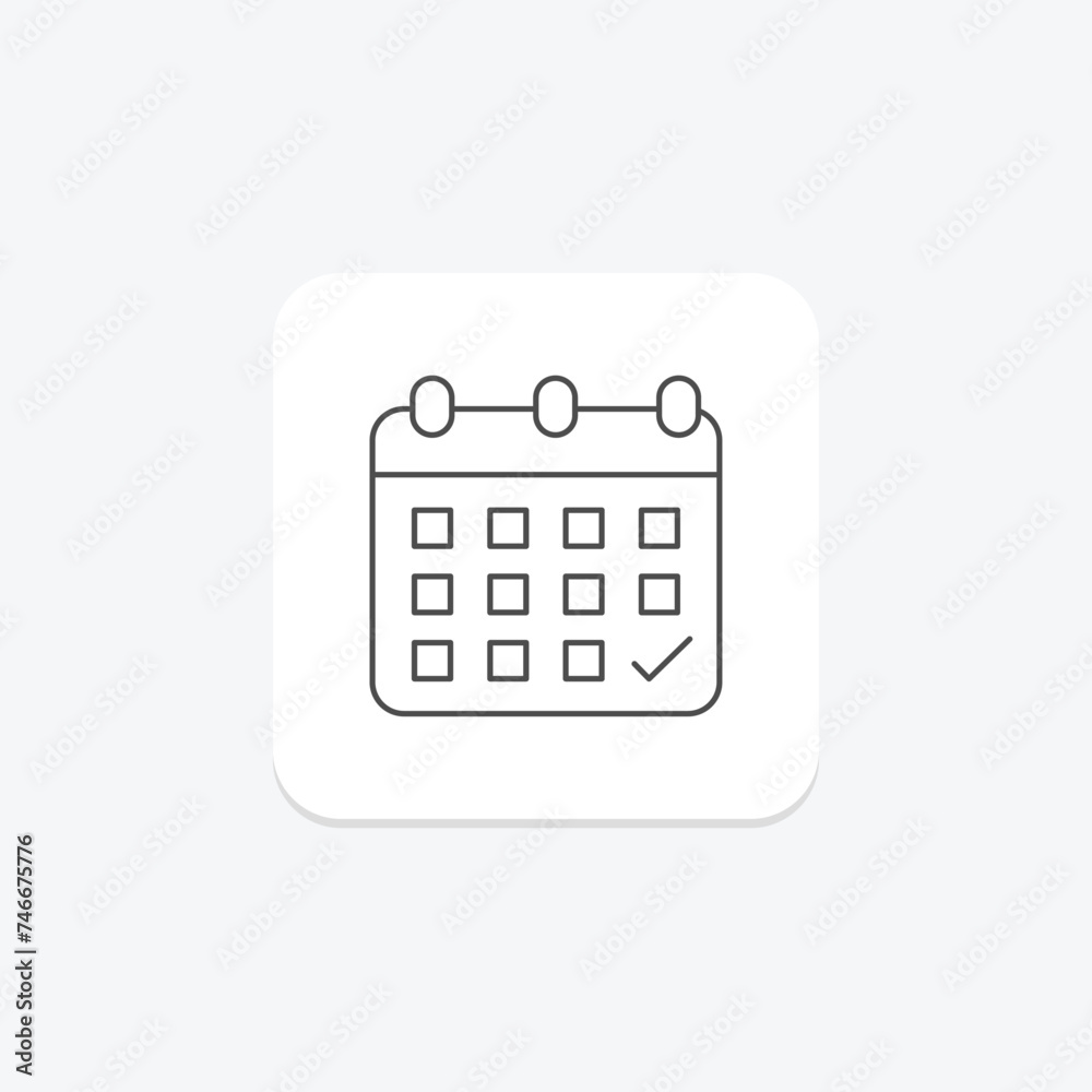 Calendar icon, calendars, schedule, planner, timetable thinline icon, editable vector icon, pixel perfect, illustrator ai file