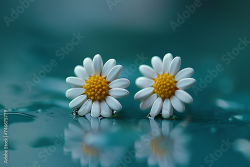 small daisy earring in the style of lomography effect photo