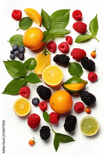 Fresh fruits arranged on a clean white background  perfect for food and nutrition concepts