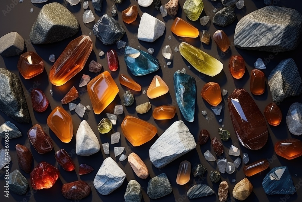 Various colored rocks and stones in one collection, perfect for nature or geology concepts Various colored rocks and stones in one collection, perfect for nature or geology concepts
