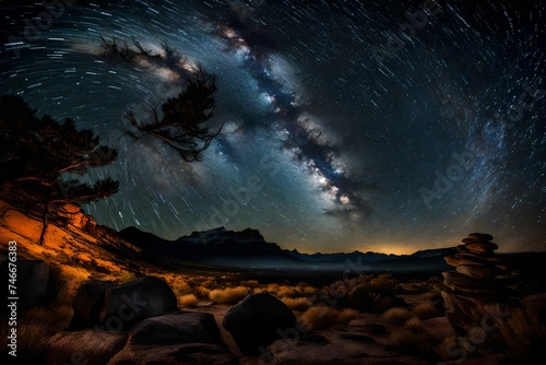 A time-lapse of the night sky, capturing the celestial dance above the national park.