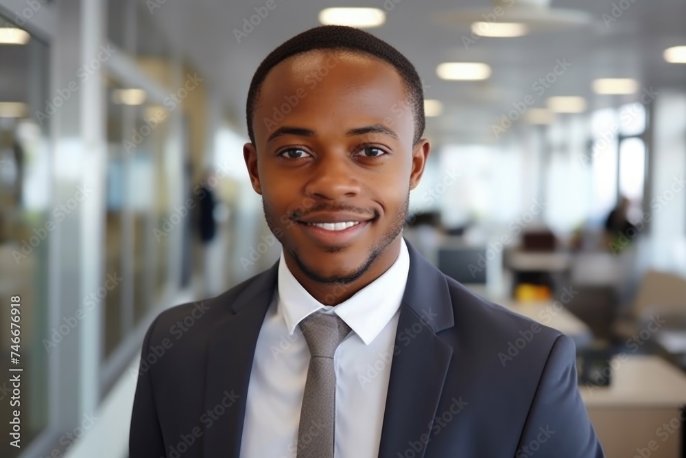 A man in a suit and tie standing in an office. Suitable for business concepts A man in a suit and tie standing in an office. Suitable for business concepts