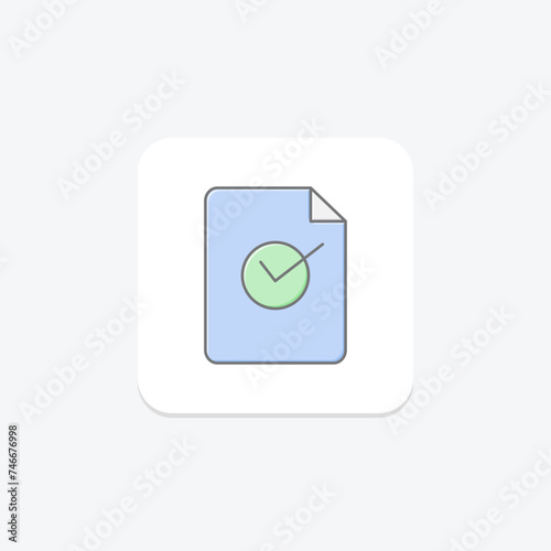 Checkmark icon, check mark, tick, tick mark, completed lineal color icon, editable vector icon, pixel perfect, illustrator ai file