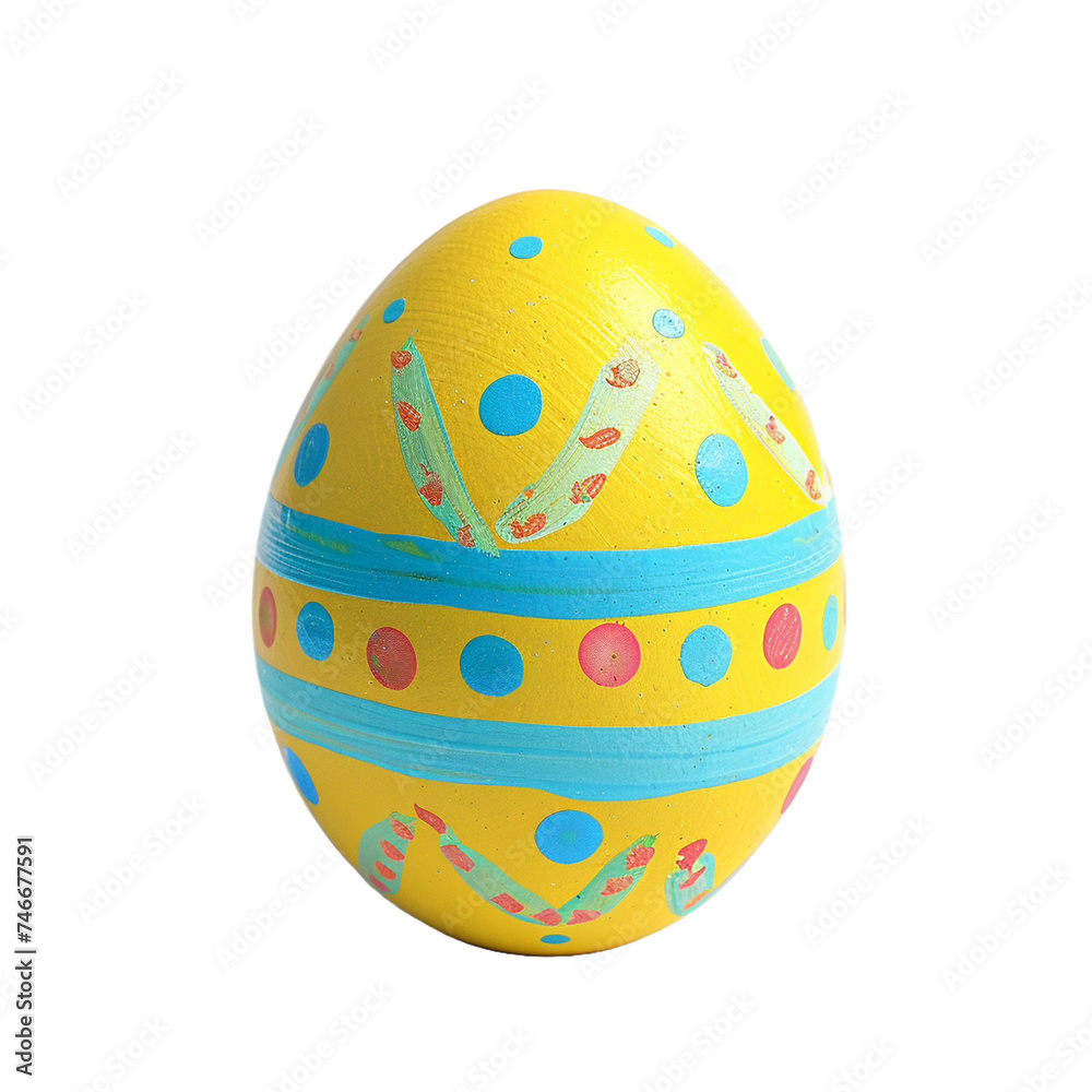 yellow and blue easter eggs  isolated on transparent background created using generative Ai tools