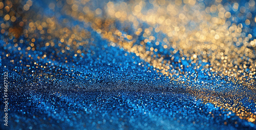Abstract Blue and Gold Sparkling Background for Festive Design