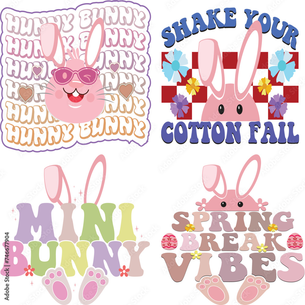 Happy Easter Bundle design, Christian Easter Bundle, Easter Bunny, Retro Easter Cut Files Cricut, Good for Happy Easter tshirt design