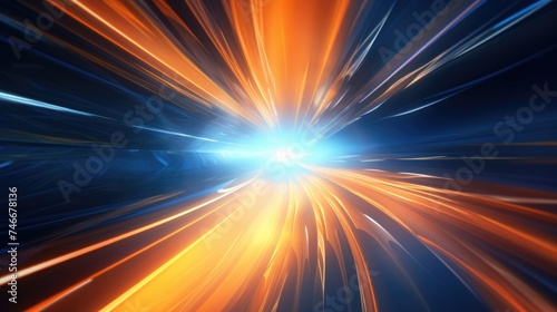 Abstract image of blue and orange light, suitable for backgrounds or overlays