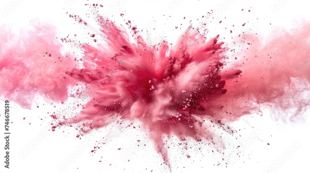 A vibrant pink powder cloud floating in the air. Great for festive or celebration themes A vibrant pink powder cloud floating in the air. Great for festive or celebration themes