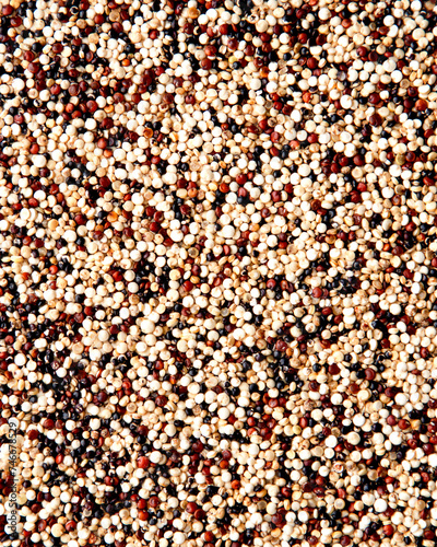 Texture of Organic Tri-Color Quinoa. Quinoa Background. Healthy Eating Concept.