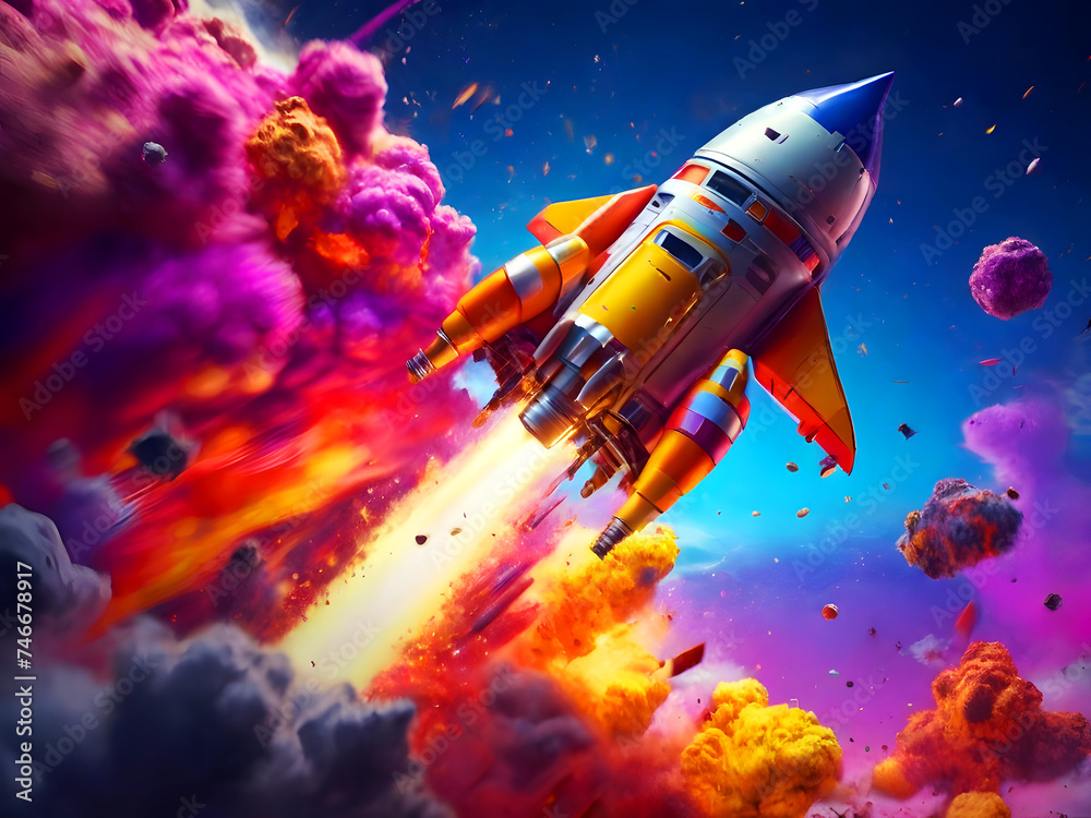 Dynamic 3D Rocket Blast Colorful Ai Generated images Dynamic 3D Rocket Blast Colorful Ai Generated images