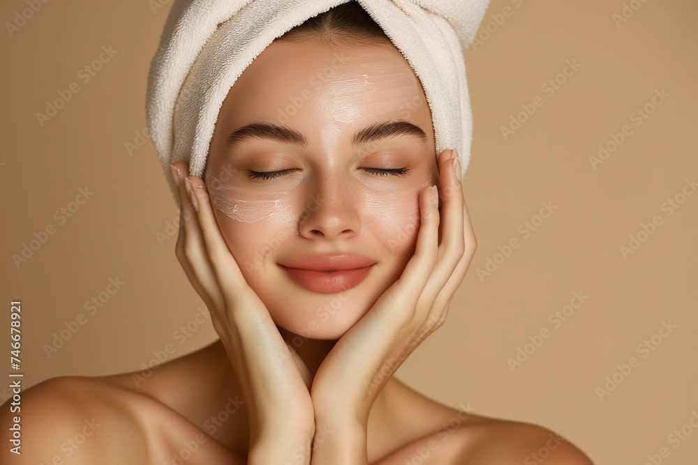 Creamy Perfection Studio Portrait of Face Skincare Routine Creamy Perfection Studio Portrait of Face Skincare Routine