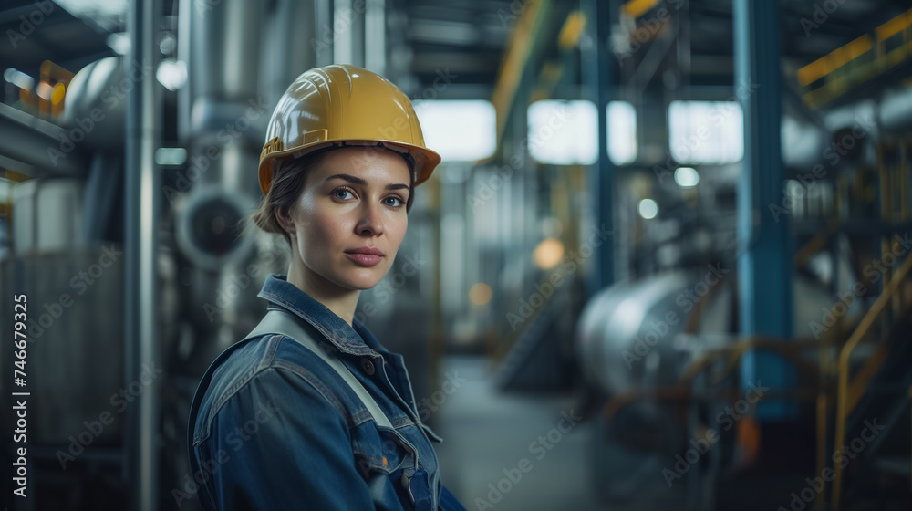 Portrait of Female Excellence Worker's Confidence in Industrial Progress Portrait of Female Excellence Worker's Confidence in Industrial Progress