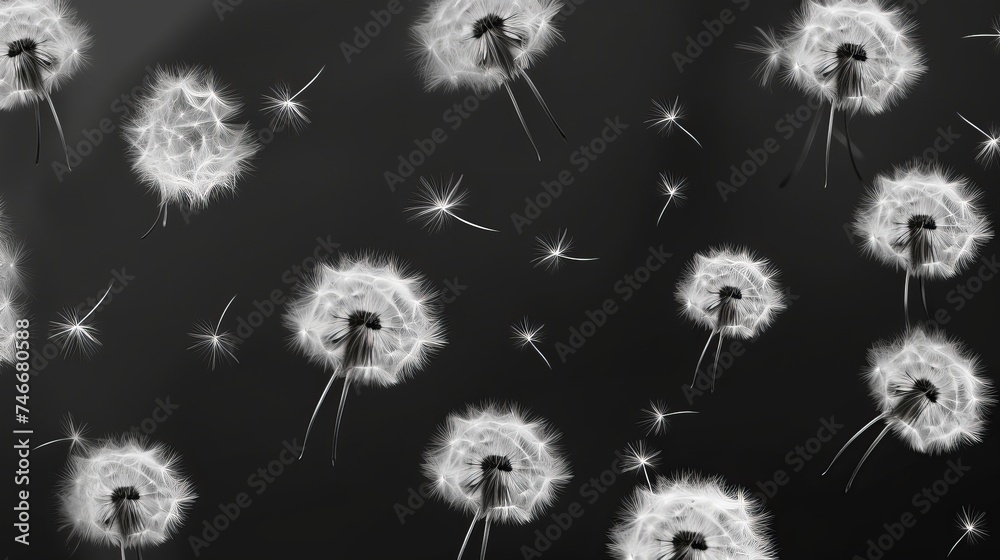 Dandelion flowers and flying seeds. Isolated on white Dandelion flowers and flying seeds. Isolated on white