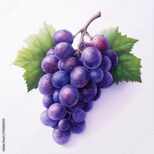 Grapes on white background highly detailed. AI photo