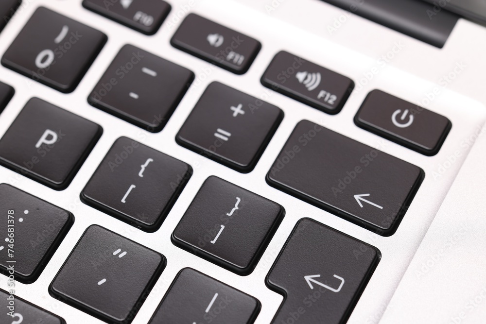 Internet shopping. Computer keyboard as background, closeup