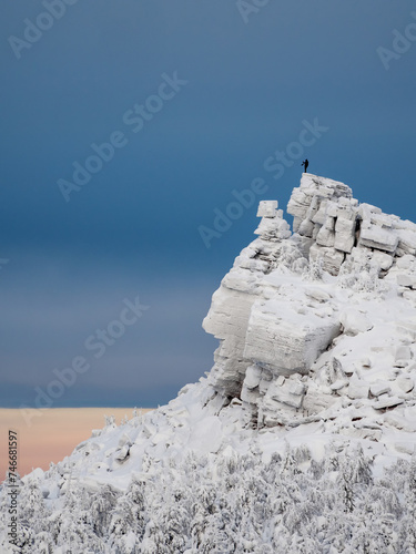 Man on the frozen cliff.