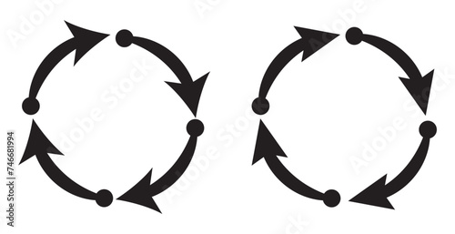 4 arrow pictogram refresh reload rotation loop sign set. Volume 02. Simple black icon on white background. Modern mono solid plain flat minimal style. Vector illustration web design elements 8 photo