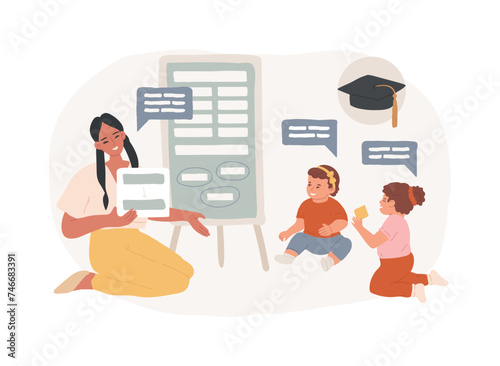 Bilingual immersion program isolated concept vector illustration. Early education program, foreign language elementary schooling, bilingual preschool, immersion teaching method vector concept.