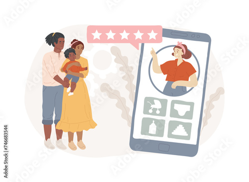 Babysitting services isolated concept vector illustration. Nanny app, personal childcare services, reliable sitter, safe babysitting during quarantine, 24 hour help with kids vector concept.