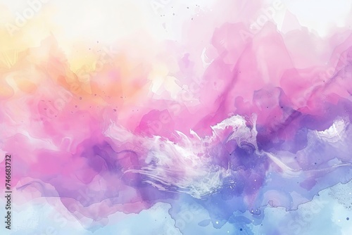 Abstract Painting in Pink, Blue, and Yellow